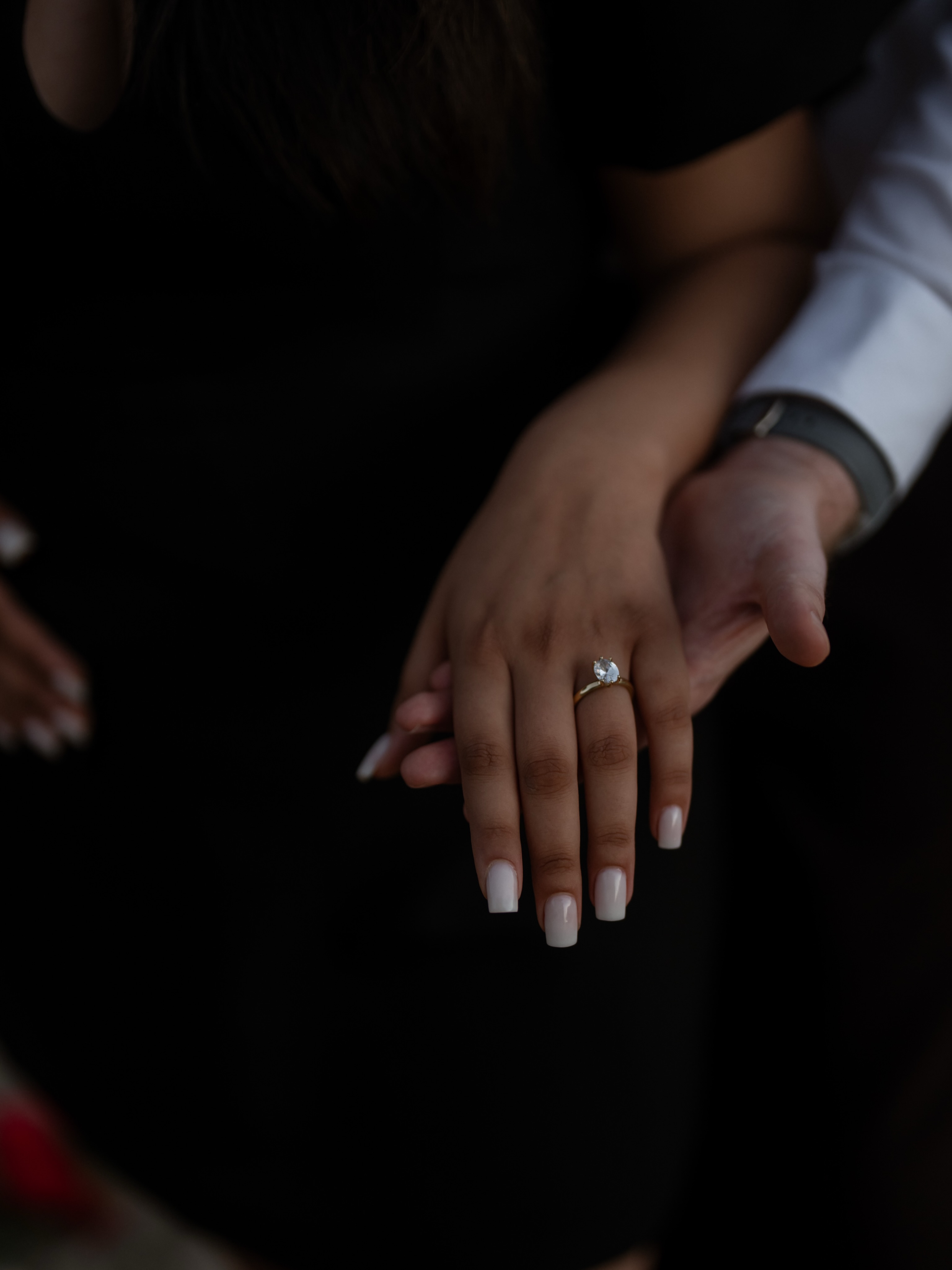 Close-up of the engagement ring